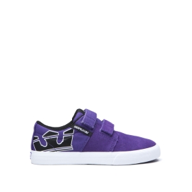 Dětské Nízké Boty Supra STACKS II VULC VELCRO Fialové/Černé/Bílé | CZ-91254